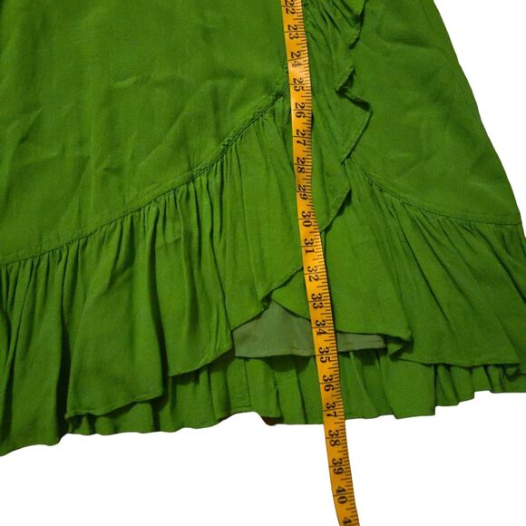 J. Crew Drapey Crepe Dress Size 2 Green Ruffled Viscose Faux Wrap Fairy Isle - Picture 12 of 12